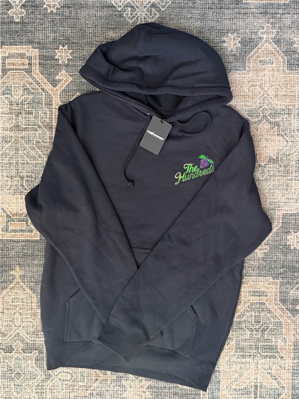 The Hundreds Black Hoodie with Green & Purple Logo